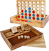 Glintoper Classic Wood Shut The Box & 4 in a Row Tables Game Set, Rustic Coffee Table Decor for Kids Family