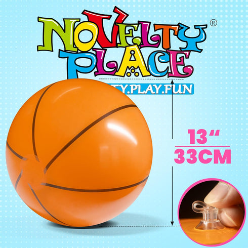 Novelty Place 12 Inch Inflatable Basketball Beach Balls Pack of 3, Durable for Indoor and Outdoor Play, Party Favors.