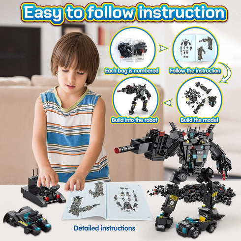 HISTOYE 51-in-1 Robot Building Kit, STEM Erector Set for Kids 8-12, Engineering Construction Toys Gifts