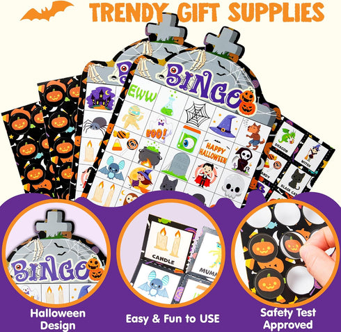 JOYIN 28 Players Halloween Bingo Game Cards for Kids, Classroom & Family Group Activities
