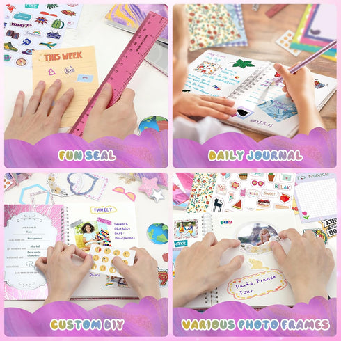 2-Pack 200+Pcs Set 8 9 10 11 12 13 14 PERRYHOME DIY Journal Kit for Girls - Journal for Teen & Tween Girls, Journaling