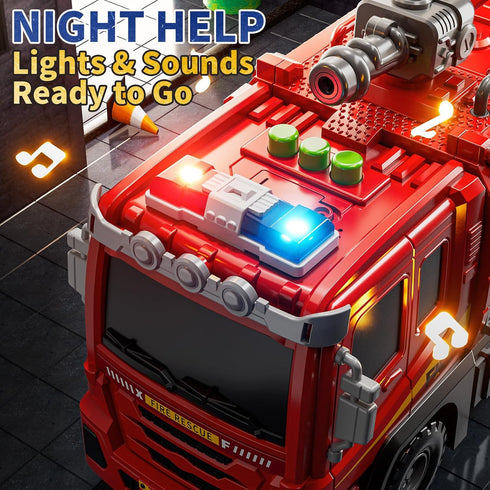 1-3, 1-3 3-5, 6 3-9 Fire Trucks for Toddlers Firetruck Toys for Toddlers Folded Carrier Truck Race Track with Racing