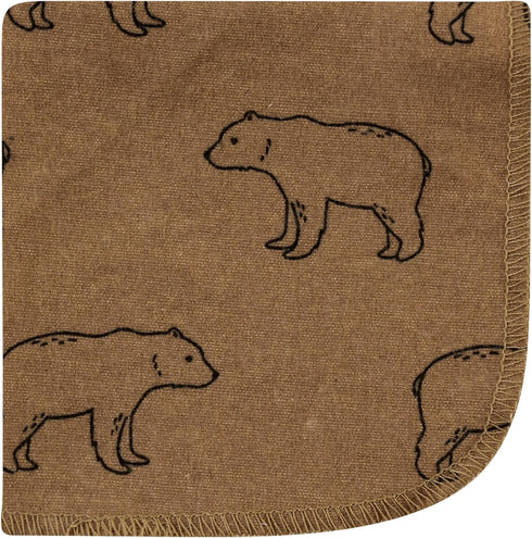 12 Pack, Hudson Baby Unisex Baby Flannel Cotton Washcloths, Brown Bear One Size