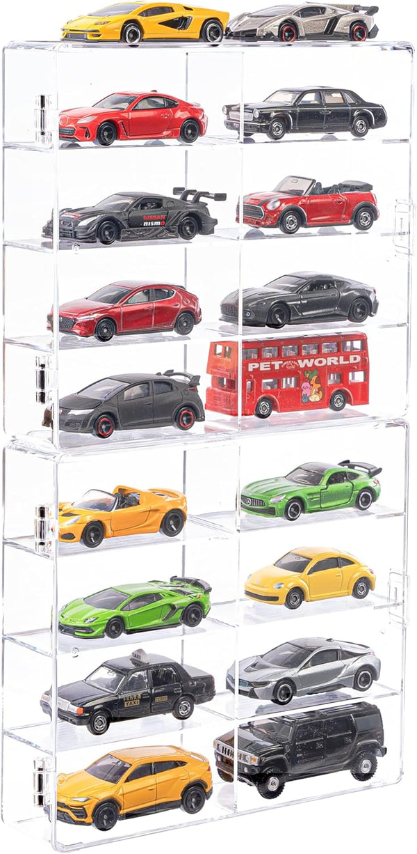 Hot 1/64 Scale Matchbox Wheels Toy Car Display Case, Holds 32 Cars, Dustproof Clear Organizer Box (4pcs)