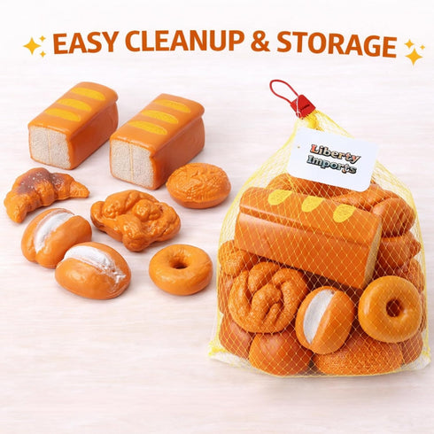 12 Set, Playset PCS Fake Bread Pastries Life Sized Plastic Pretend Play Food Toy Kids Bakery Grocery Kitchen