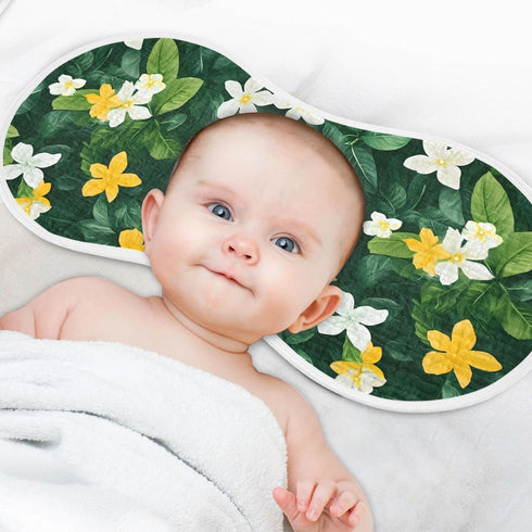 Set 1, Green Leaves Muslin Baby Burp Cloths of Super Soft & Absorbent Burping Rags, Cotton Burp Clothes Shower Gift