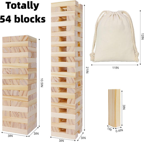 Glintoper Tic Tac Toe & Tumble Tower Blocks Game Set, Classic Wood Stacking & XOXO Strategy Board Game for Travel, Kids Family, Living Room Rustic Coffee Table Decor
