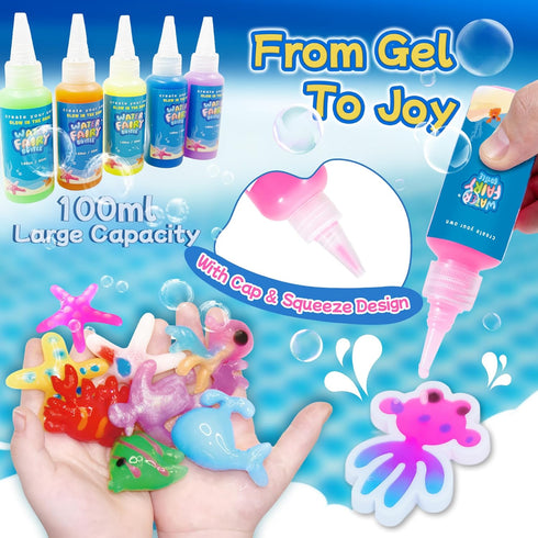 116PCS Set 18 100ml 150+ Magic Glow-in-The-Dark Gel Water Fairy Toy, Aqua DIY Elf with Shape Molds, Gels, Water Squishy