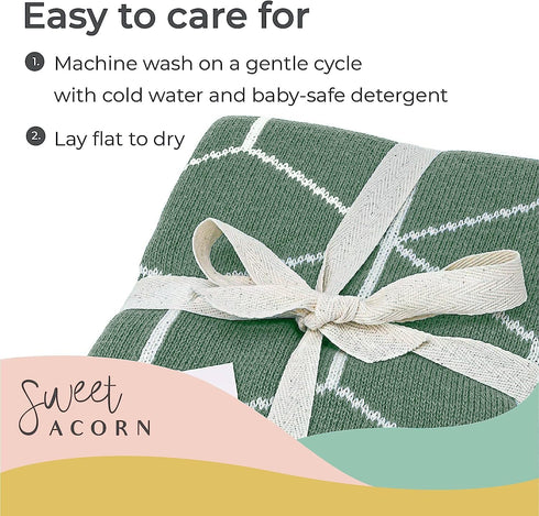 Knit Baby Blanket - Organic Cotton Receiving Blankets for Girls & Boys, Soft Knit Stroller/Throw Blankets, Geometric