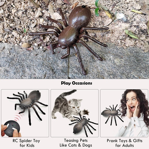 Tipmant Realistic RC Spider Infrared Remote Control Tarantula Animal Vehicle Car Prank Toys Pet Cat Dog Teasing Kid