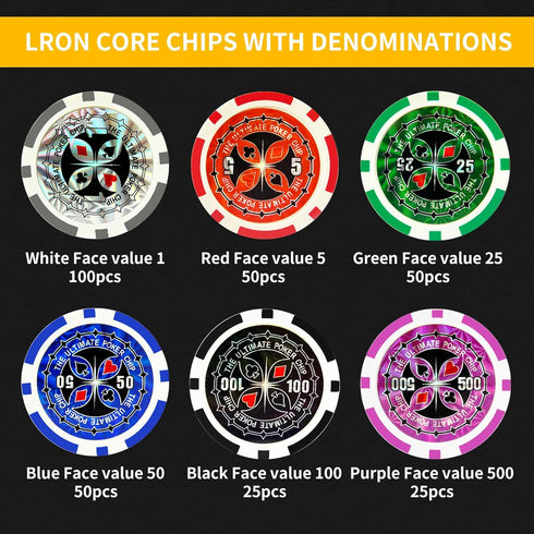 AIBETOMG Set Case,11 Set Poker Chips with Numbers,Poker Chips with Aluminum Travel Gram Casino Poker for Texas Holdem