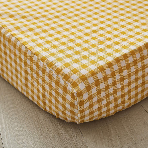 Brandream Baby Girl Crib Sheet Yellow Plaid Fitted Sheet Breathable Soft Standard