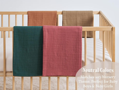 4 Pack 47 47 inches Meracorallo Muslin Swaddle Blanket, Neutral Swaddle Blankets, Silky Soft Receiving Blanket, Soild