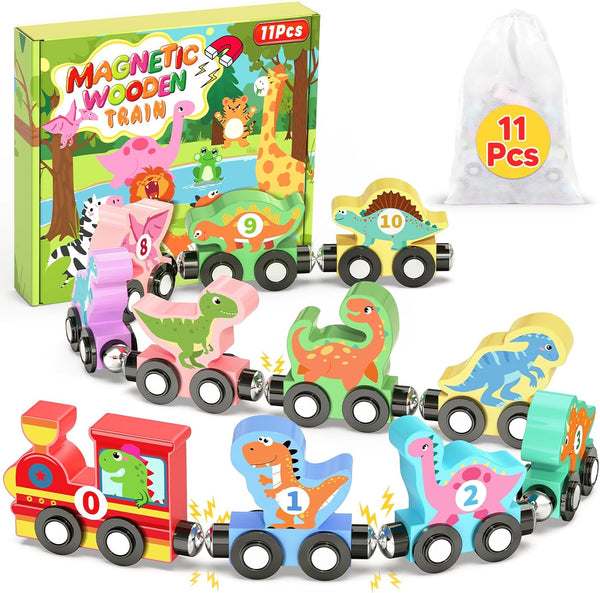 Oomloid 11 Pcs Magnetic Dinosaur Train Set Montessori Toys for 1 2 3
