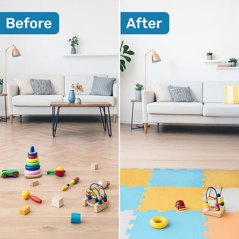 '-16 (12" 12") Enovoe Baby Play Mat for Floor - Non-Toxic, Interlocking EVA Foam Mats Pcs - Cushioned Foam Puzzle Floor