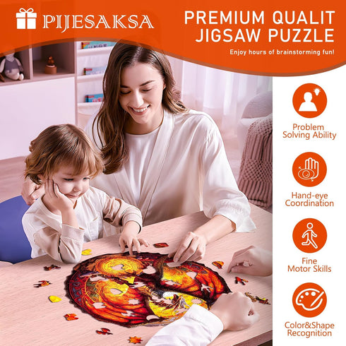Fiery Dragon Wooden Puzzles for Adults, Unique Shaped Jigsaw Puzzles, 290 Pieces 13.6 x 13.2in, Large Gift