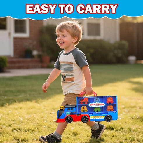 Set 3 4 5 6 3-4 3-5 Gloween Train Truck Toys for Toddler Boys Girls Age Years Old, Carrier Transport Truck with Light
