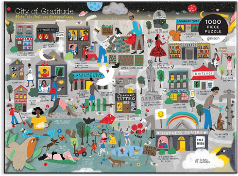 Galison City of Gratitude Puzzle – 1000 Pieces, 27” x 20”, Colorful City Map Artwork, Challenging Family Activity