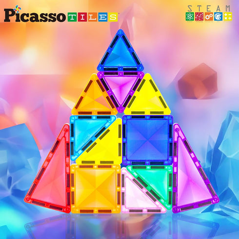 PicassoTiles Travel Size Series Magnet Building Blocks Toy Set mini Diamond Magnetic Construction Block Sensory Toys Preschool Toddler Boy Girls Age 3+ STEM Educational Learning Kit Pretend Play PTM13
