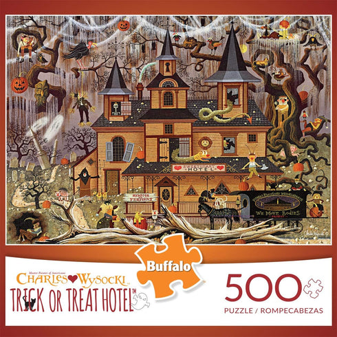 Buffalo Games - Charles Wysocki - Trick or Treat Hotel - 500 Piece Jigsaw Puzzle for Family Fun