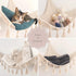Macrame Toy Hammock for Stuffed Animals, Deep Sea Blue Hanging Organizer Net for Nursery Decor