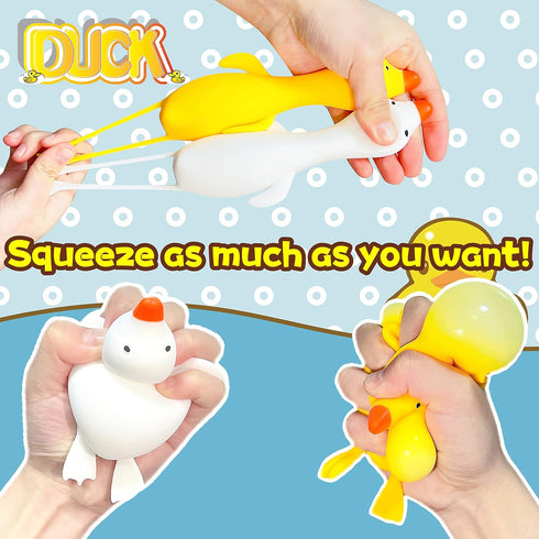 Kawaite (Set 2) Stretchy Stress Relief Balls of Duck Squeeze Ball Squishy Fidget Toys for Kids and Adults | Anxiety