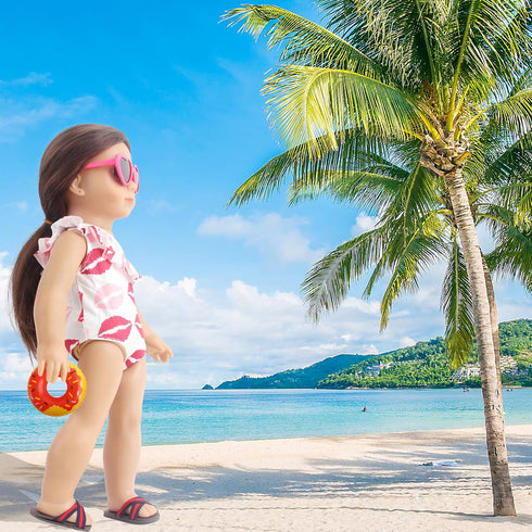 18 Inch Doll Swim Accessories Set - Passionate Beach Playset with Doll Bikini, Sunglasses, Goggles & Sandals