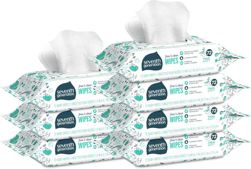 504 Count Seventh Generation Baby Wipes with Snap Seal Sensitive Protection Diaper Wipes