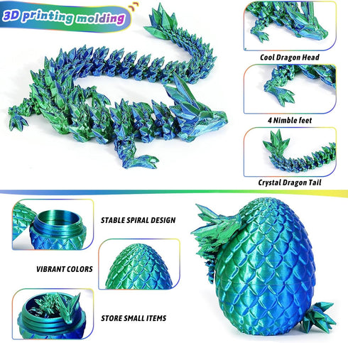 6PCS 3D 3D Set (6pc-a) JOD Printed Dragon Eggs with Dragon Inside Articulated Fidget Toys, Easter Dragon Eggs, Mystery