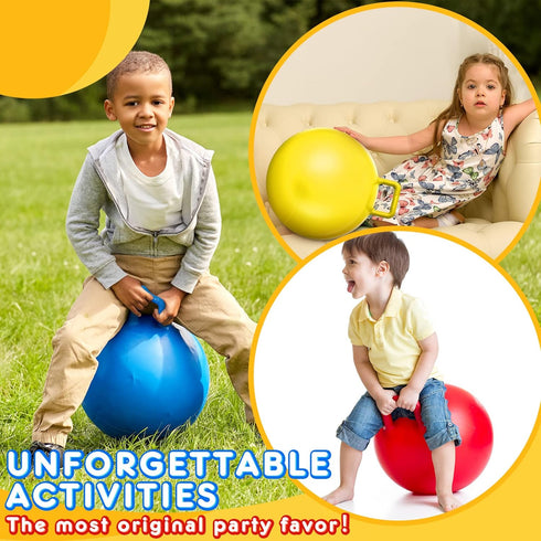 Lewtemi 6 Pcs Hopper Ball - 22 Inch Inflatable Jumping Hopping Ball with Handle and Air Pump for Kids Outdoor Games