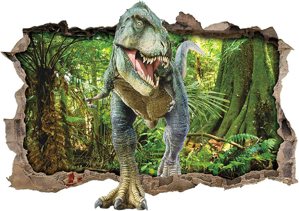 Dinosaur Forest Wall Stickers, 3D Smashed Wall Decals Art Decor for Boys Kids Bedroom Nursery DIY