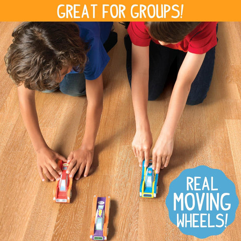 Made By Me Build & Paint Your Own Wooden Cars - DIY Wood Craft Kit for Kids Ages 6+ - 3 Race Cars, Multicolor
