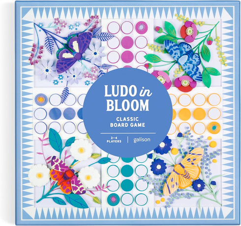 Galison Ludo in Bloom – Floral Version of Classic Ludo Board Game for Family Game Night, 2-4 Players