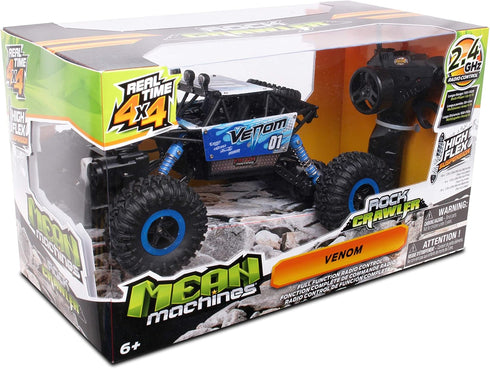 NKOK Mean Machines 1:16 RC Rock Crawler Venom, Blue, 2.4GHz, Pistol Grip Full Function Controller