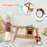 Playset Costzon Mud Kitchen with Removable Umbrella, Wooden Play Kitchen with Wheels, Sink, Accessories, Toddler