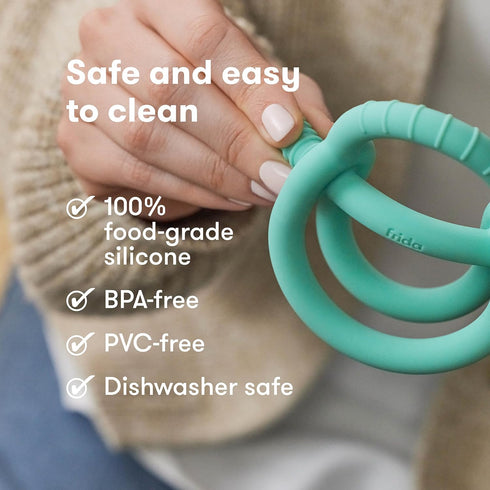 Frida Baby Get-A-Grip Teether for Teething Relief, 100% Food-Grade Silicone Toys for 0-18 Months