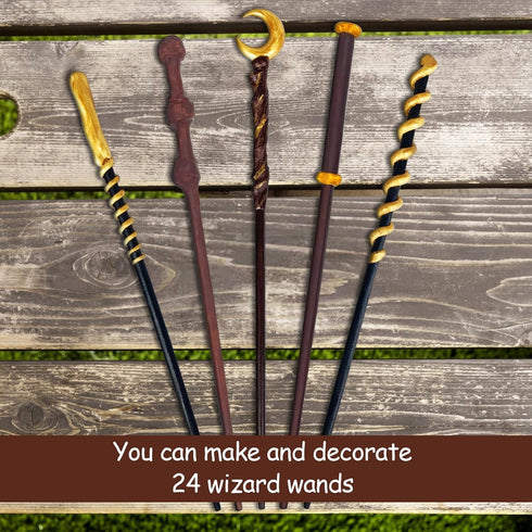 Set 24 (67-Piece) Maikoi Magic Wizard Wand Making Kit DIY Craft for Kids Adult Birthday Party Gift Make Your Own Wands