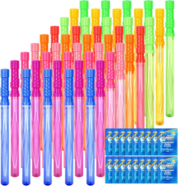 JOYIN 45 Packs Big Bubble Wand Set with Concentrated Bubble Solution Refills, 14.6" Giant Bubble Wands for Summer Fun