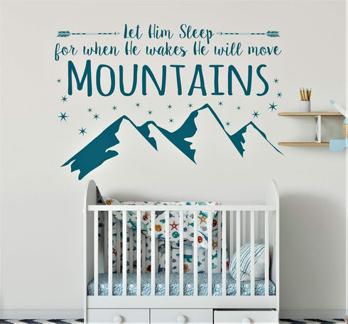 Let Him Sleep for When He Wakes, Baby Boy Nursery Decal, 22x32 Inches Peel and Stick Wall Decal