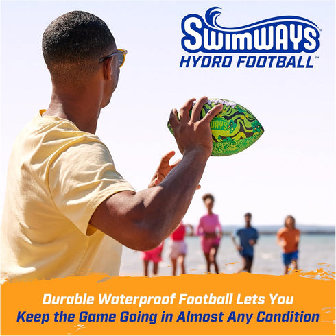 SwimWays Hydro Waterproof Football, Outdoor Games for Kids & Adults, Pool Party Accessories, 9.25 Inches (Orange)