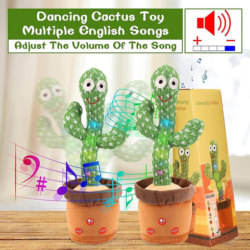 Emoin Dancing Cactus Baby Toys, Talking Cactus Toys Repeats What You Say Baby Boy Toys, Dancing Cactus Mimicking Toy with LED English Sing Talking 15 Second Voice Recorder