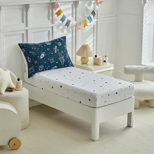 4 Set Set,Soft Set,Includes Pieces Toddler Bedding for Boy,Space Toddler Bed Comforter and Breathable Microfiber Crib