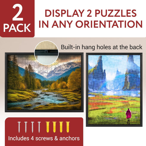 2-Pack 20x27 1000 Impresa Jigsaw Puzzle Display Frame Kit - in Black - Easy Snap-Together Puzzle Board Backing