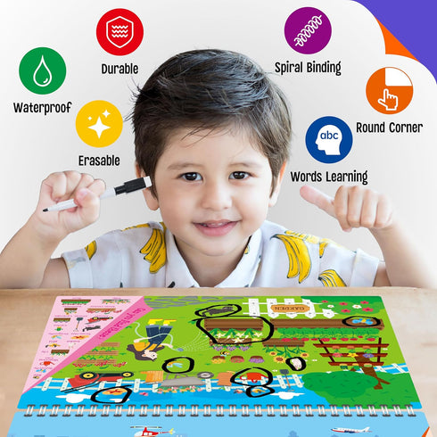 30 32 3, 4, 5, 6 SpriteGru Search & Find Book, Different Themes Pages Activities Book, Montessori Learning Toy