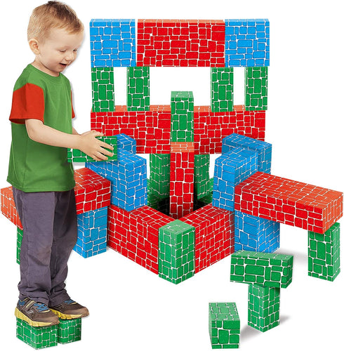 Cardboard Building Block, EXERCISE N PLAY 40pcs Extra-Thick Jumbo Giant Building Blocks for Kids