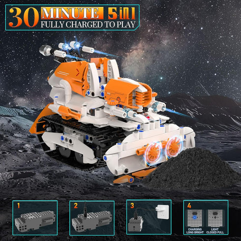QHECTTY 5in1 689 Set 6 7 8 9 10 11 12+ STEM Robot Building Toys for Kids, Remote & APP Controlled Robot Car Tank STEM