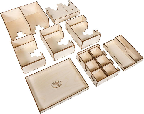 The Broken Token Mysterium Compatible Game Organizer, Wood Storage Box with Multiple Trays