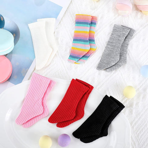6 Pairs Mini Doll Socks, Baby Clothes Accessories for Dolls Female Figure (Cute Color, 3 Inches)
