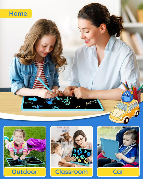 TEKFUN LCD Writing Tablet Doodle Board - 16 Inch Colorful Drawing Pad for Kids, Blue