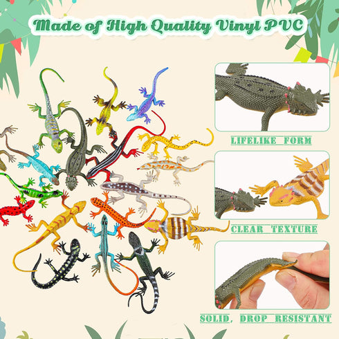 Sumind 18 Piece Colorful Plastic Lizard Toys Fake Reptile Model for Teens Adults Educational Halloween Party